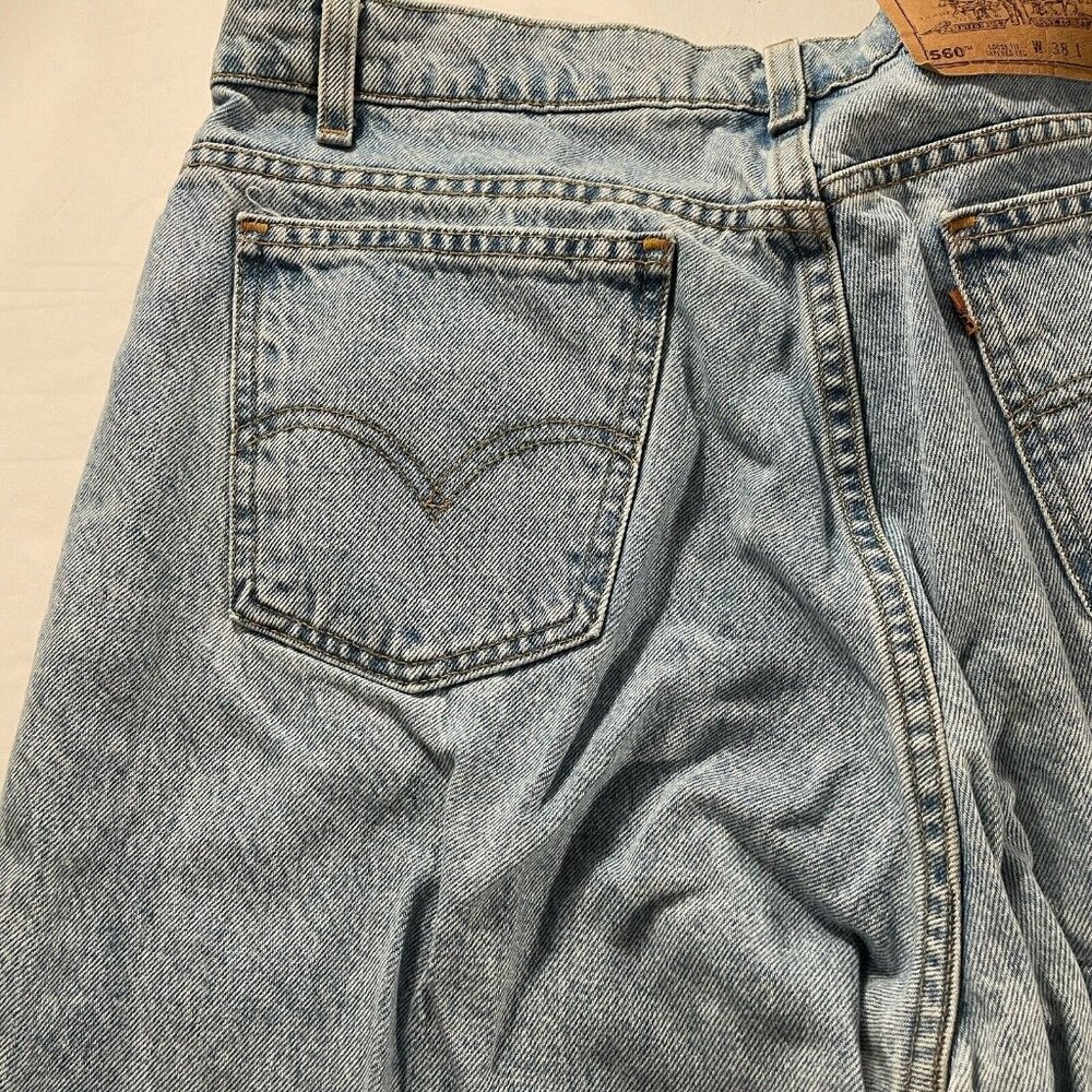 VINTAGE Levis Jeans Men 38x30 Blue 560 Loose Tapered 1990s 90s Orange Tab Grunge - Picture 13 of 16